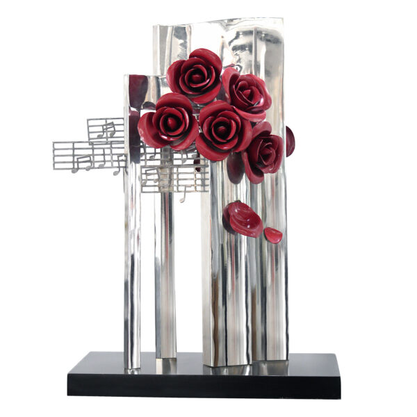 Contemporary Stainless Steel and Fiberglass Rose Sculpture Decorative Accent